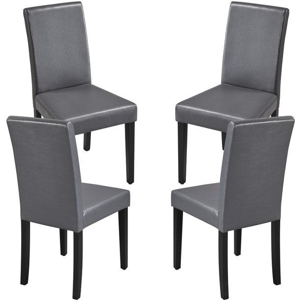 Yaheetech 4pcs Dining Room Chairs High Back Padded Kitchen Chairs for Home And Restaurants, Gray