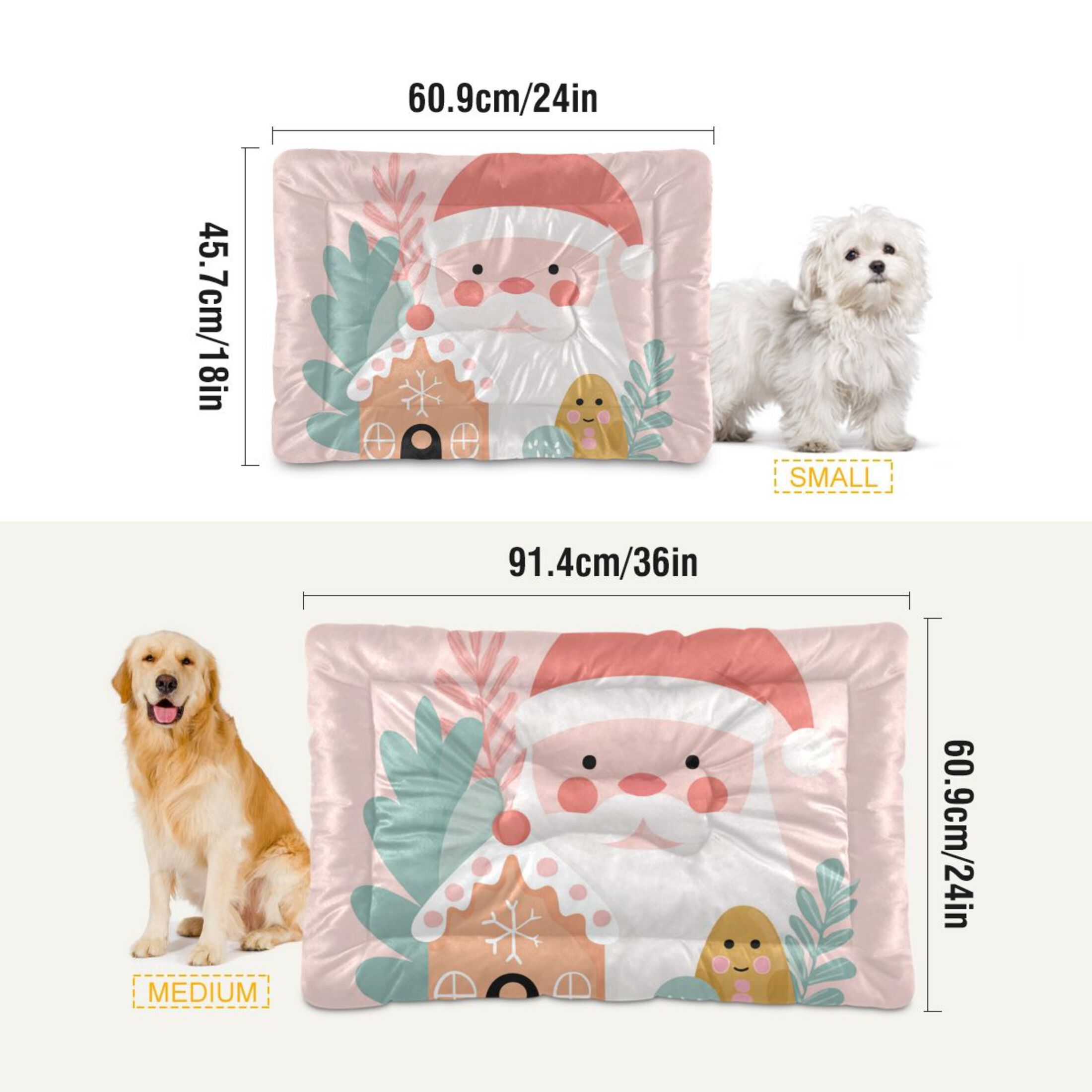 Cozy Mat Pet Bed Indoor Outdoor Warm Soft For Cat Dog Puppy(S/M) Santa Claus Face