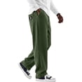 thumbnail image 4 of Hsovts Mens Wide Wale Corduroy Straight‑Leg Pants, Solid Relaxed Fit Vintage Casual Multi‑Pocket Street Trousers for Men Green 2xL, 4 of 5