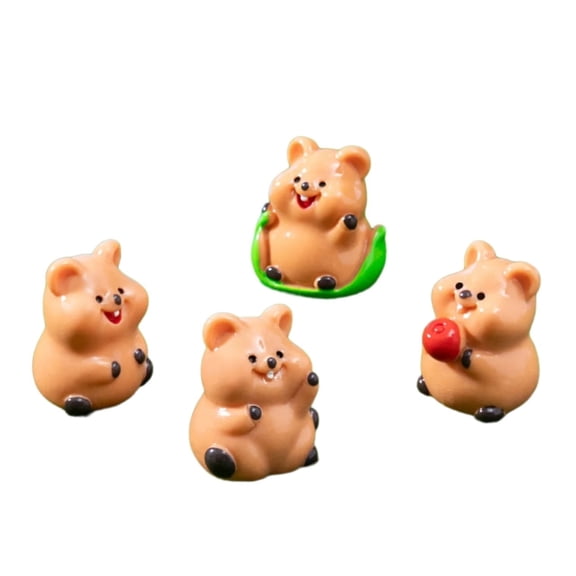 AOOOWER Set of 4 Miniature Quokka Figurine Set Resins Desktop Shelf Decoration Ornaments Adds Playful Charm To Any Space