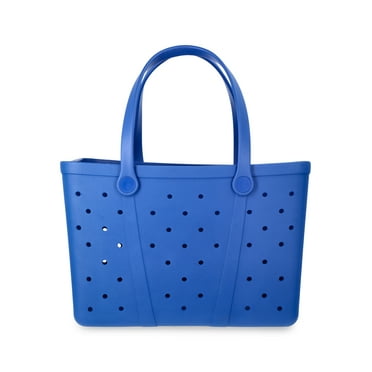 Time and Tru Women's Waterproof EVA Beach Tote Bag, Blue