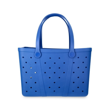 Time and Tru Women's Waterproof EVA Beach Tote Bag, Blue