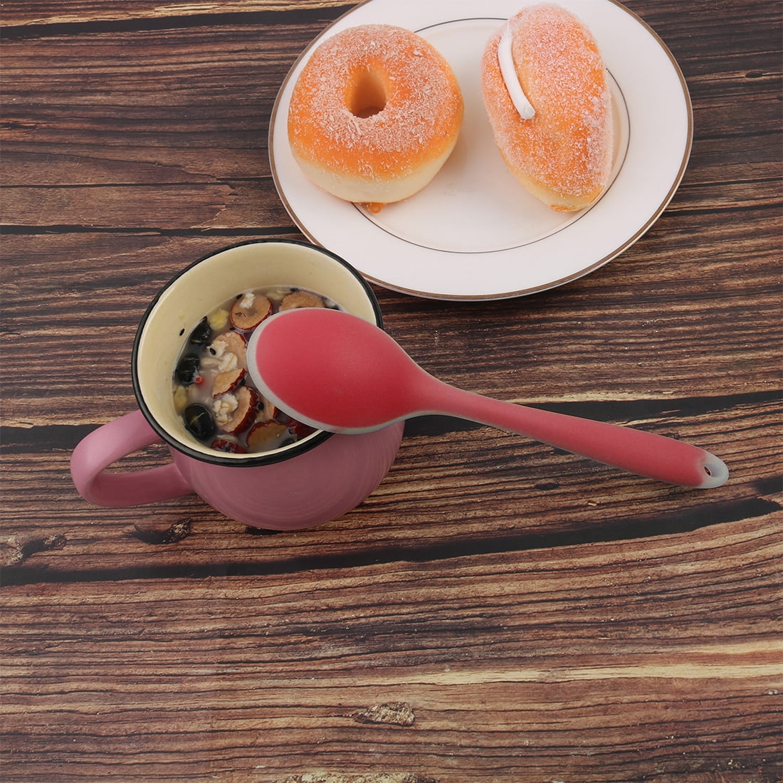 Unique Bargains Dinner Dessert Spoon Serving Eating Utensil for Kitchen Restaurant Coral