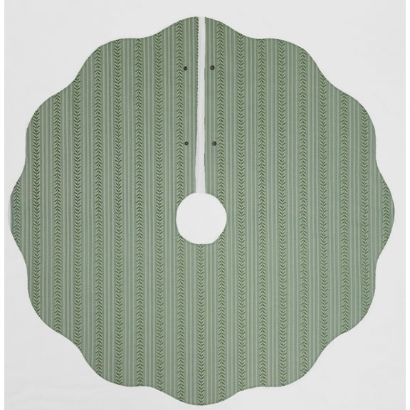 Striped Vines Christmas Tree Skirt By Penny's Needful Things (Green) (Scalloped)
