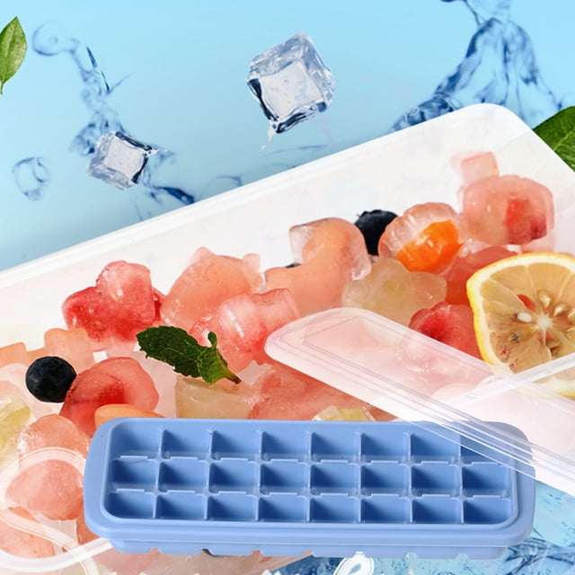 RKSTN Kitchen Utensils Ice-Tray,Easy-Release Silicone And Flexible 24-Ice Trays With Spill-Resistant Removable Lid,Durable & Dishwasher Safe - For Food, Cocktail, Whiskey Kitchen Utensils Set