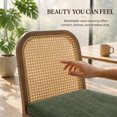 thumbnail image 4 of QuzyAor armhouse Solid Wood Dining Chairs Set of 2, Curved Rattan Back Accent Chairs with Green Chenille Cushion, Upholstered Kitchen Side Chair, 4 of 11