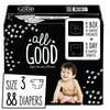 All Good Absorbent and Hypoallergenic Diapers, Size 3, 88 Ct