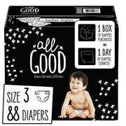 All Good Absorbent and Hypoallergenic Diapers, Size 3, 88 Ct