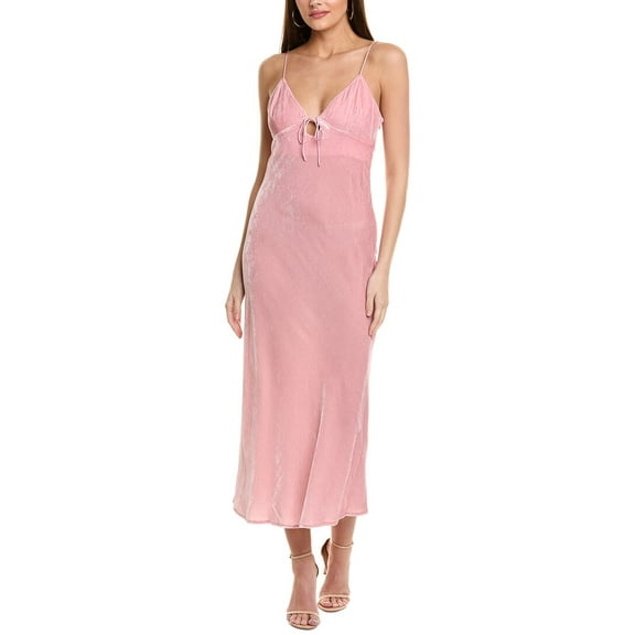 susana monaco womens  Velvet Bias Cut Silk-Blend Midi Dress, m, Pink