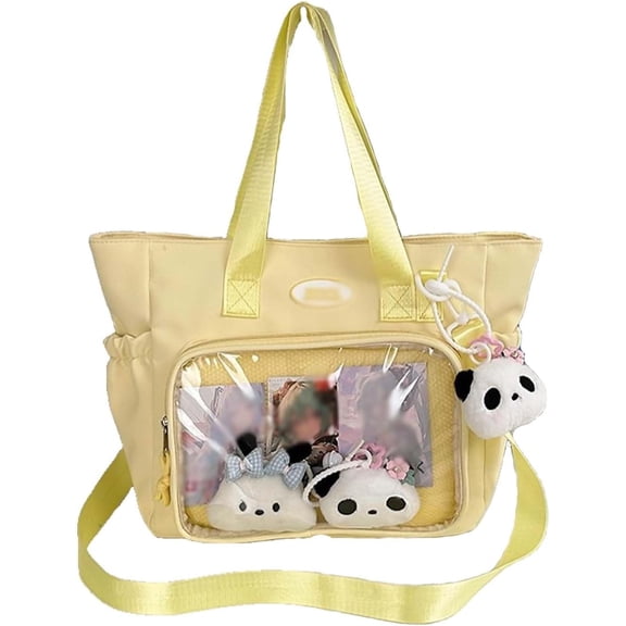 SPEKSEE Ita Bag with Insert Canvas messenger bag Ita Tote Bag Clear Window for Pins Shoulder Bag