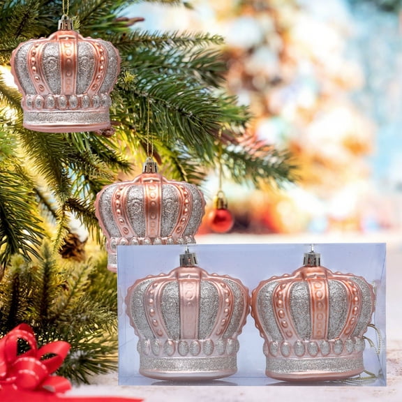 Christmas Tree Ornaments 2pack Colorful Christmas Ball Ornaments 3.74inch Crownshaped Christmas Balls Hanging Christmas Balls Decoration Christmas Tree Decoration for Women Mom Sisters