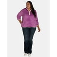 thumbnail image 2 of Terra & Sky Women's Plus Size Quarter Snap Fleece Shacket, Sizes 0X-5X, 2 of 5