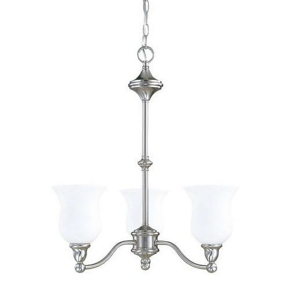 Nuvo Lighting 61801 - 3 Light (Medium Screw Base) 22" Glenwood Brushed Nickel Finish with White Satin Glass Chandelier Light Fixture (60-1801)