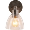 thumbnail image 4 of Mark&Day Wall Sconces, Echsenbach Cottage Metallic Pewter 1-Light Plug-in or Hardwire Wall Sconce Lighting for Bedroom Hallway Kitchen, Hand Finished Seeded Glass, Bulb not Included (9"H x 6"W x 7"D), 4 of 9
