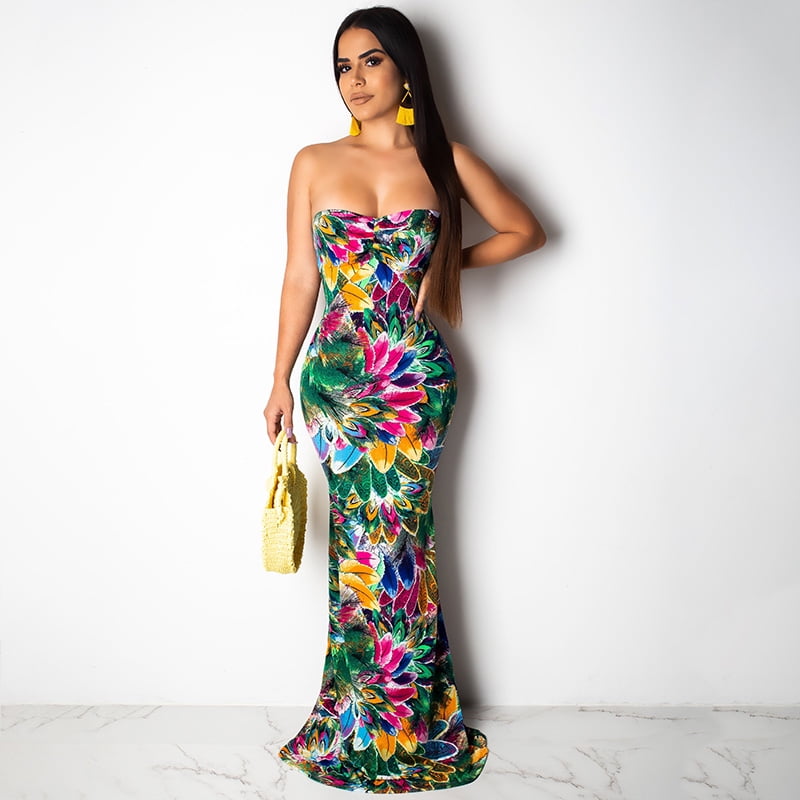 strapless fitted maxi dress