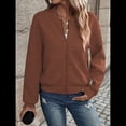 thumbnail image 4 of Chaqueta Informal de Mujer con Cuello Alto y Cremallera, Ideal para Otoño. Conjuntos con Bolsillos. Color Caramelo 4XL, 4 of 9