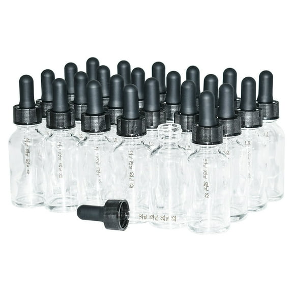 1 oz. Clear Boston Round with Black Graduated Glass Dropper (20/400) (V23) (V20)