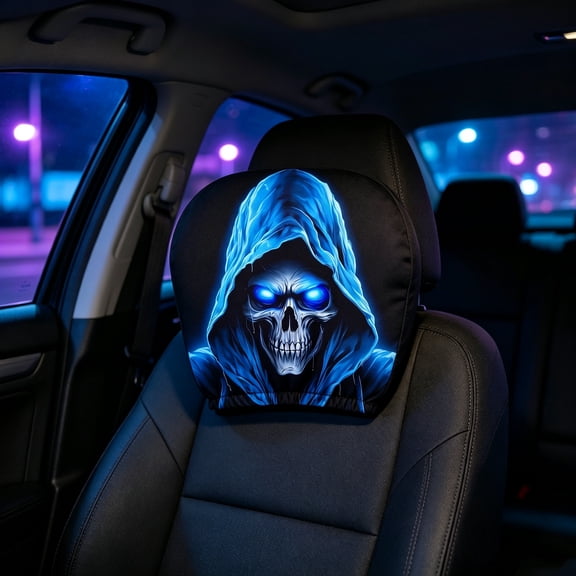 Cars Headrest Covers for Halloween Stretchy Head Rest Protector Interior Accessories Mysterious Figure Headrest Cover for Automotive Vehicle SUV Sedan Driving Halloween Daily Commuters Road Trip