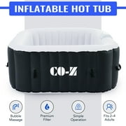 CO-Z 2-4 Person 5' Inflatable Spa Tub with 120 Air Jets Heater Electric Pump Outdoor Hot Tub Black