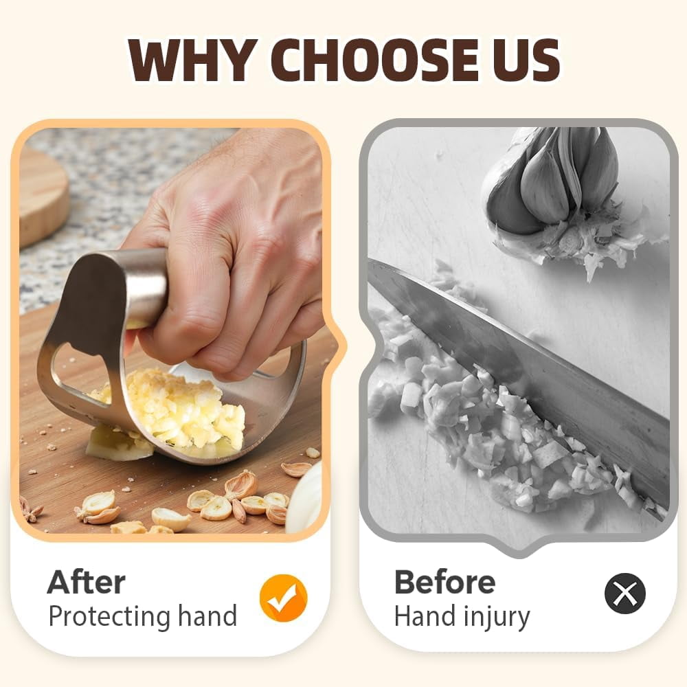 Stainless Steel Garlic Presser, Upgrade Rocker Crusher Masher with Garlic Peeling, 2026 New Portable Manual Stainless Steel Garlic Press for Home Kitchen Utensils (2)$$Home Decor, Kitchen, & Other