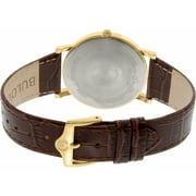 Bulova Mens Brown Leather Quartz Dress Watch 97B100