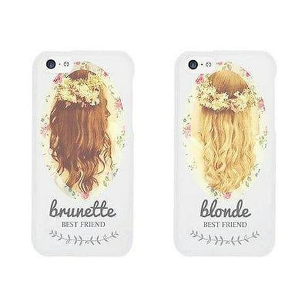 Floral Blonde Brunette Cute BFF Matching Phone Cases For Best (Blonde And Brunette Best Friend Sweaters)