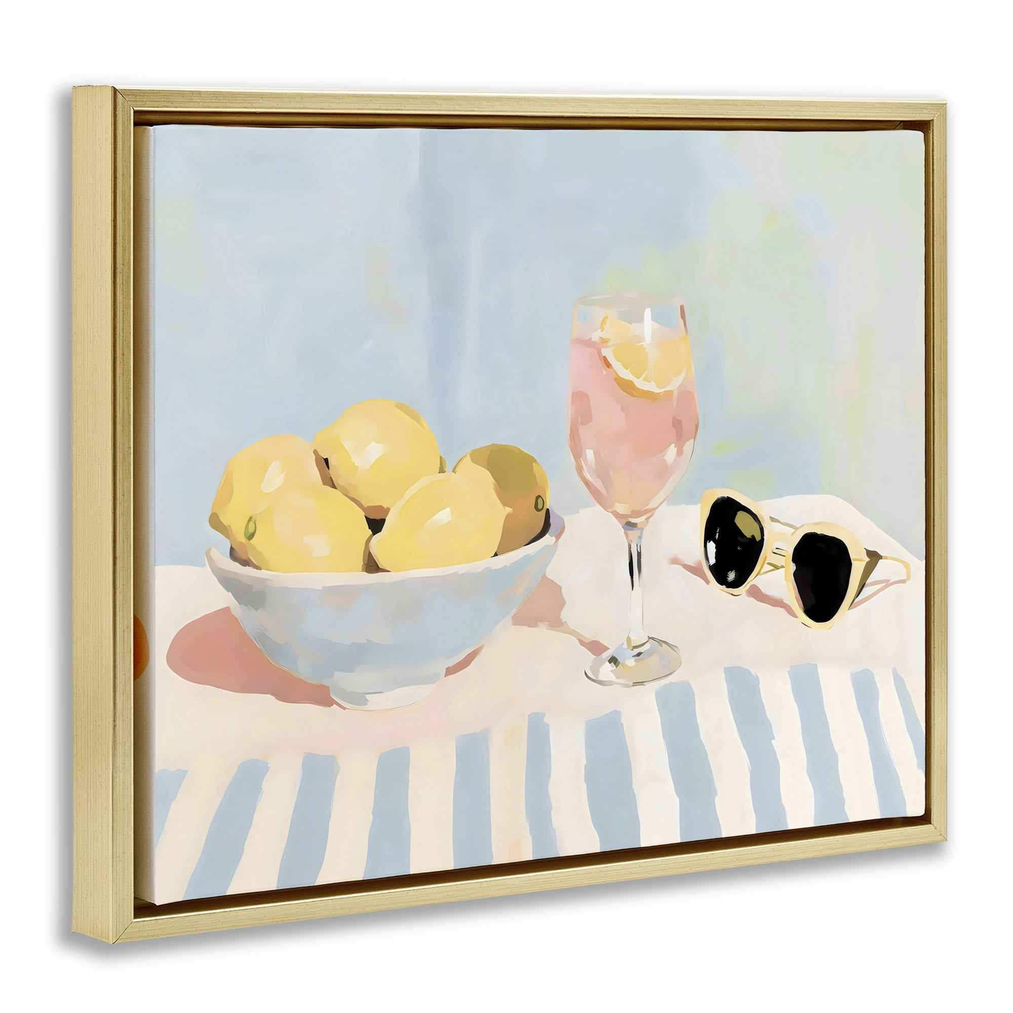 Stupell Industries Aperol & Summer Lemons Gold Framed Floater Canvas Wall Art, design by Sisi and Seb