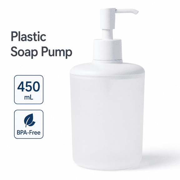 16.8 cm Clear Plastic Soap Pump Dispenser with 450 mL Large Capacity, BPA-Free Durable Lotion Pump for Bathroom and Kitchen, Leakproof Smooth Dispensing Mechanism for Gel Soaps, Hand Sanitizer, and D