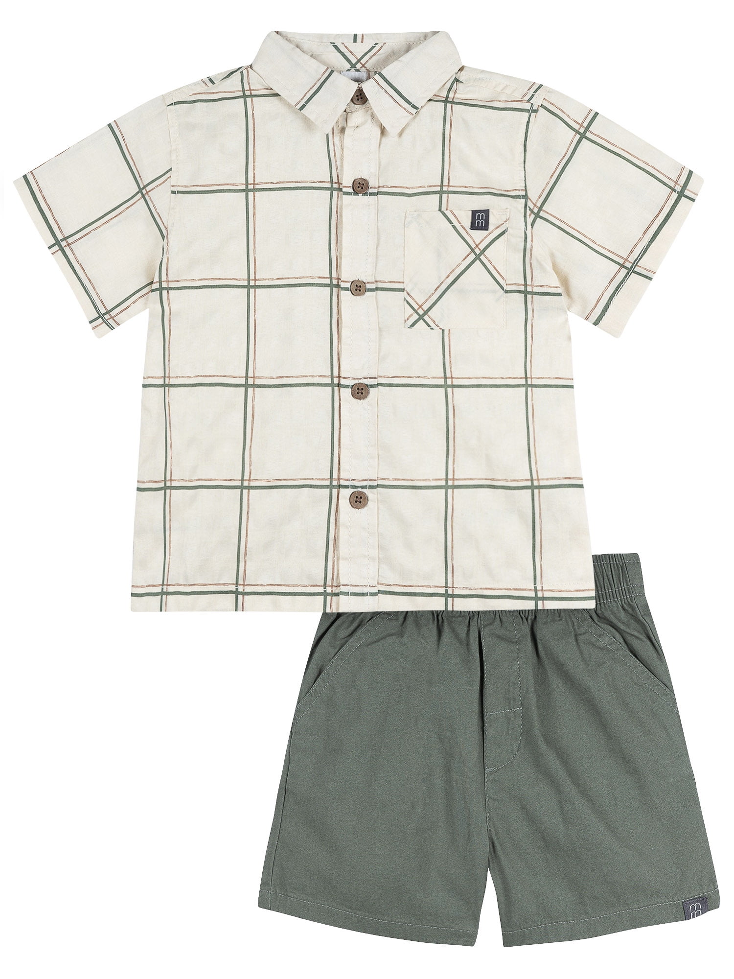Modern Moments by Gerber Baby and Toddler Boy Button Front Shirt and Short Set, 2-Piece, Sizes 0/3 Months - 5T