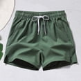 thumbnail image 4 of zeranth Men Summer Casual Shorts Mid-rise Elastic Waistband Pockets Beach Shorts Solid Color Wide Leg Loose Fit Fitness Shorts, 4 of 7