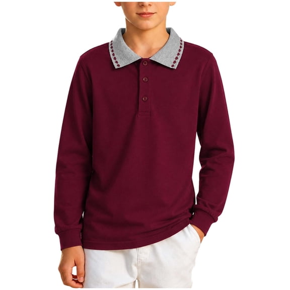 StSilkitty Golf Shirts for Boys Girls Long Sleeve Collared Button School Uniform Dress Tees Top Lightweight Comfy Clothes