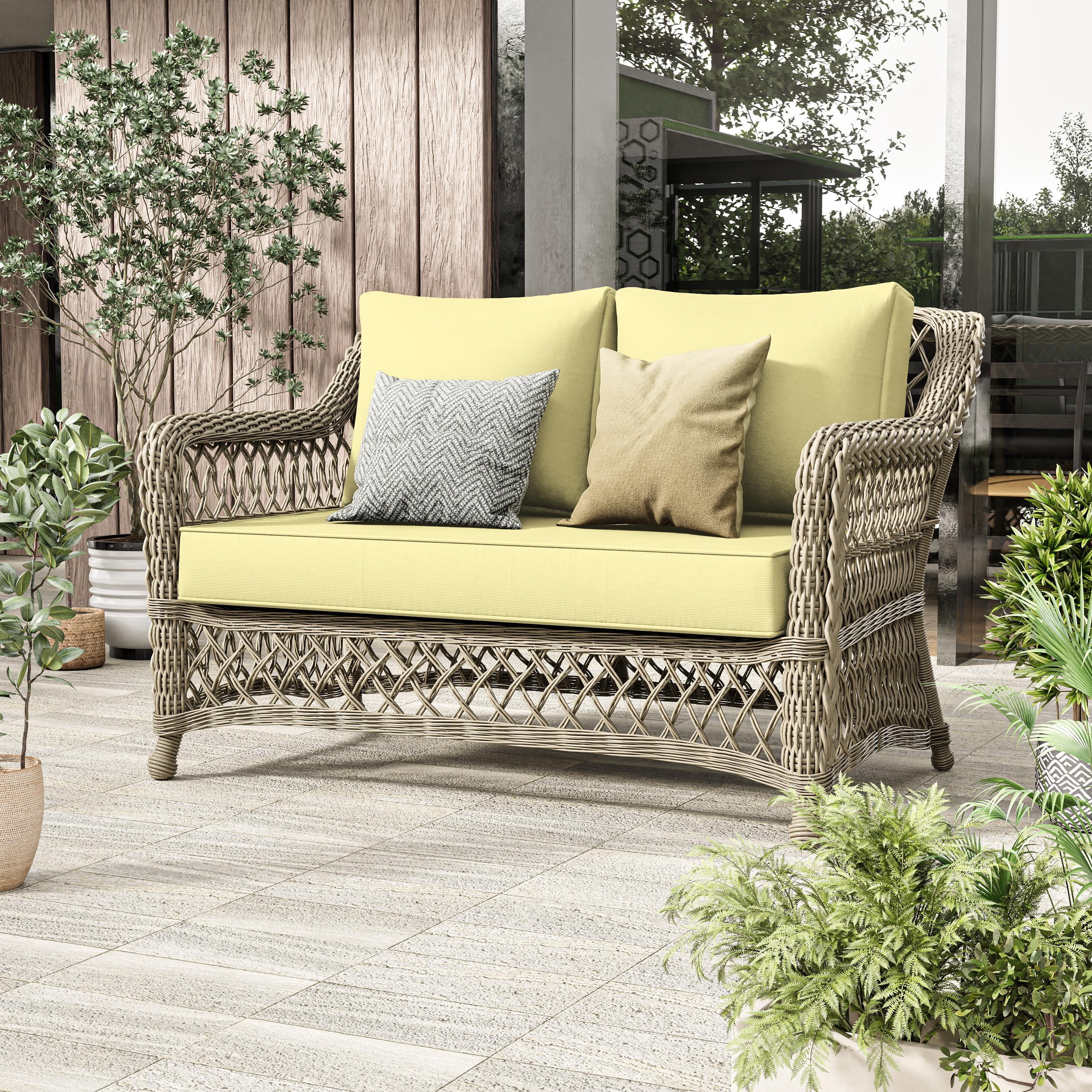 Kimunuk Outdoor Loveseat Cushion Set, 46" x 26" x 5" Waterproof Patio Furniture Cushions for Couch Bench Swing, Light Yellow