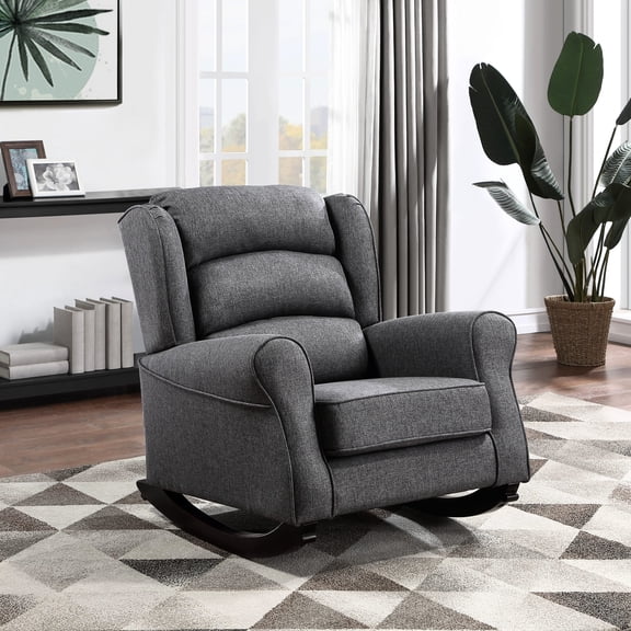 Fabric Rocking Chair with Gray Color | Use in Outdoor Patios (Under Shelter) | Sturdy LVL and Plywood Frame | Supports Heavy Users