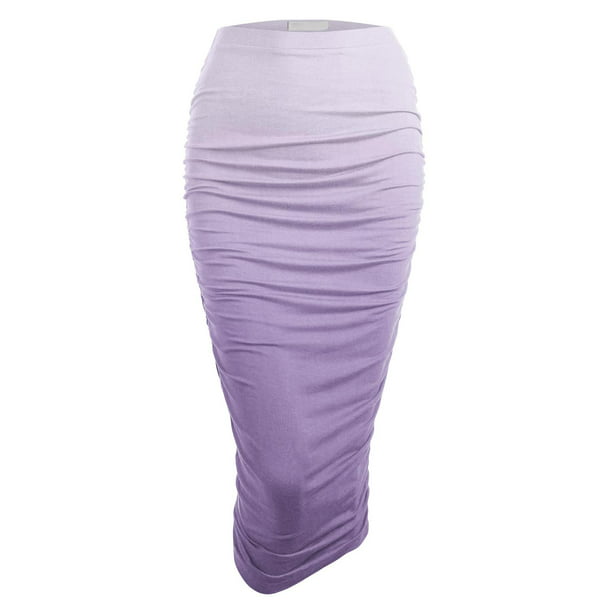 MBJ WB1148 Womens Ombre High Waist Pencil Skirt with Side Shirring M LILAC  - Walmart.com