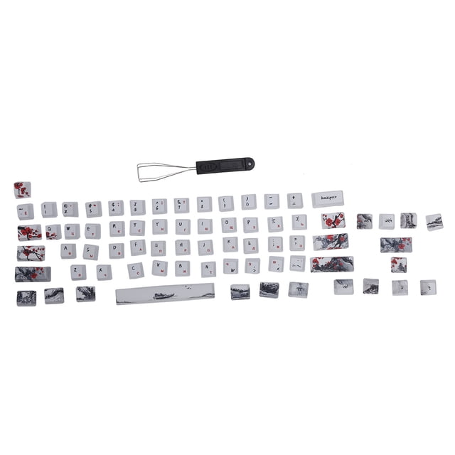 Teclas PBT Sublimación de 5 caras Tapas de teclado de 71 teclas para teclados ópticos mecánicos (inglés ruso)