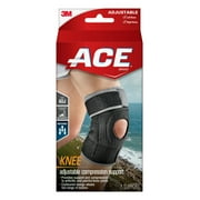 ACE Brand Adjustable Compression Knee Support, Black  One Size Fits Most