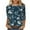 Navy, variant on BangWanChi Womens Blouses for Work 2XL Women's Fashion Casual Color Block Printing Round Neck 3/4 Sleeve T-shirt Top Blouse