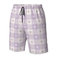 thumbnail image 5 of Naloa Floral Purple Buffalo Plaid Men's Beach Shorts, Surfing shorts, Swim trunks, Quick Dry Swim Trunks for Surfing Beach Fun - X-Large, 5 of 9