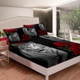 thumbnail image 3 of Erosebridal Tiger Bed Sheets Set Full,Red Rose Floral Sheet Set Teens,African Safari Animals Bedding Set,Romantic Garden Flower Top Sheet,Big Cat Flat Fitted Sheet, 3 of 5