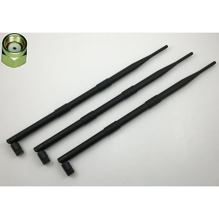 Dual Band Wireless Amp 3x 9dBi 2.4GHz 5GHz Dual Band RP-SMA WiFi Antenna Amped Wireless R10000 R10000G Quick USA Shipping ()
