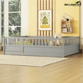 thumbnail image 2 of Bellemave Full Size Floor Bed with Door and High Fence Guardrails  Floor Bed with Bed Slats Wooden Floor Bed Montessori Bed Frame (Full, Gray, With Slats), 2 of 10