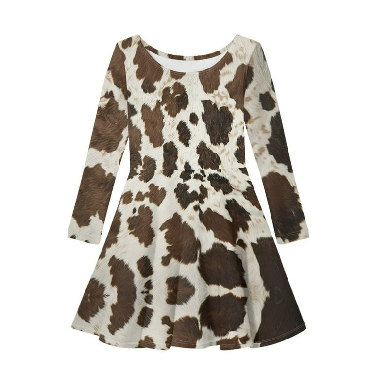 cow print dress brown White & Brown Multi Trim Sequin Cow Print Dress – Queen of Sparkles