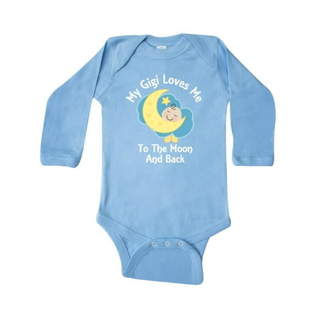 

Inktastic Gigi Loves Me to The Moon and Back Gift Baby Boy or Baby Girl Long Sleeve Bodysuit