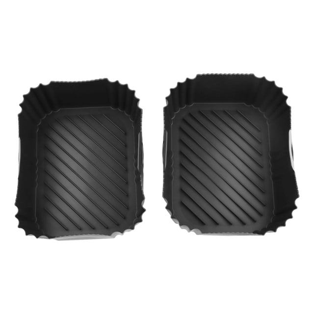 2 Pcs Air Fryer Accessories Set Air Fryer Silicone Basket Oven Baking Tray Silicone Pot Liner Steamer Roasting Rack,2 x Air Fryer Silicone Liners,Black
