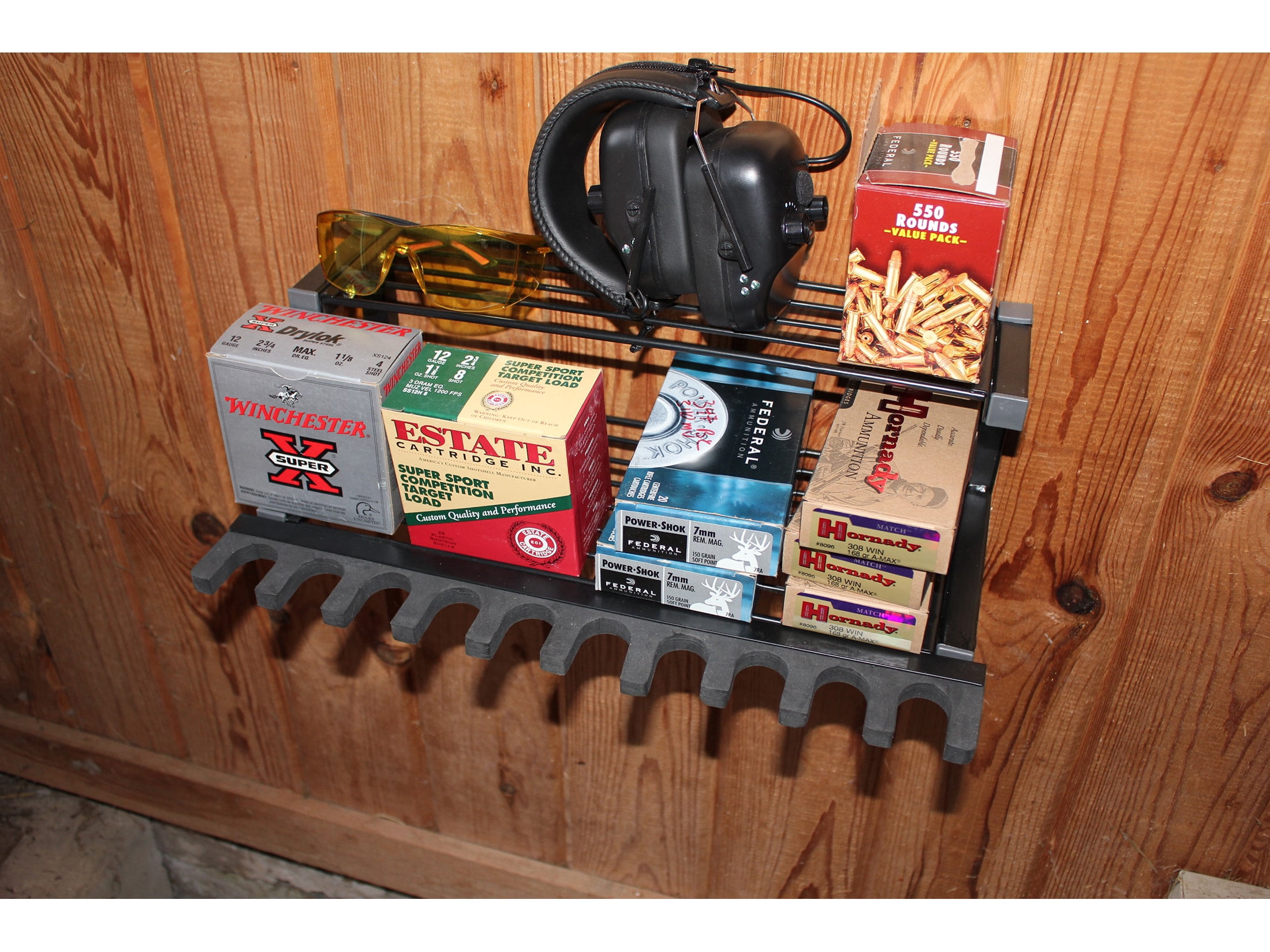 HySkore 10 Gun Rack and Shelf Unit Metal Frame with Foam Padding Black Frame