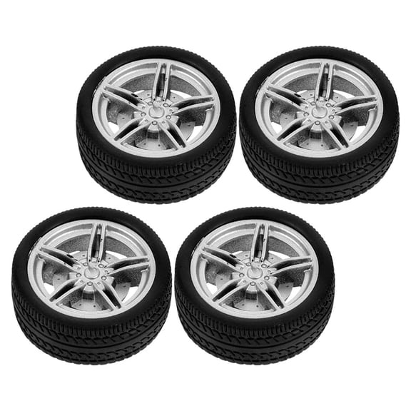 AURARMLET 4-Pack Black Rubber Toy Car Tires for Model Cars, Perfect for Craft Projects and Activities
