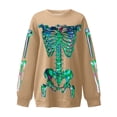 thumbnail image 5 of Tisuna Halloween Sweatshirt For Women Cute Skeleton Print Crewneck Sweatshirt Ladies Long Sleeve Halloween Everyday Wear Fall Tops Clothes Size M, 5 of 5