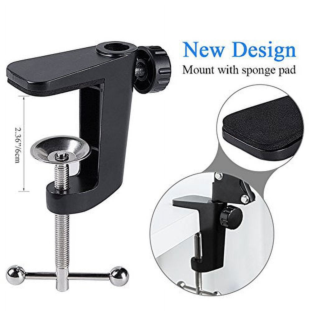 Upgraded Adjustable Microphone Suspension Boom Scissor Arm Stand with Shock Mount Mic Clip Holder 3/8?? to 5/8?? Screw Adapter -for Blue Yeti, Snowball & Other Microphones (stand with adapter)