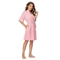 thumbnail image 5 of ANLIQI Women's 100% Cotton Robes Summer Short Sleeve Bathrobe Knee Length Sleepwear with Pockets (Pink,XL), 5 of 7