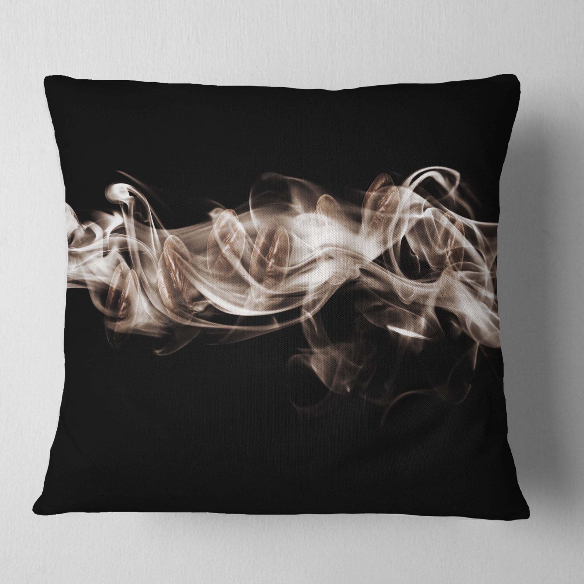 Designart Fractal White Smoke - Contemporary Throw Pillow - 16x16